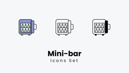 Mini-bar Icons thin line and glyph vector icon stock illustration