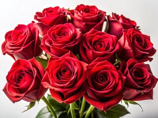 Obraz premium Silhouette of a Red Rose Bouquet Against a Bright White Background - Elegant Floral Stock Photo