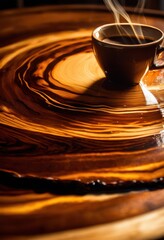 detailed textured close coffee stain creating intricate patterns wooden table surface, brown, drop, circles, liquid, beverage, rustic, vintage, design