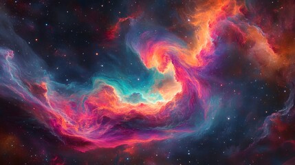 Fototapeta premium Loops and swirls of vibrant colors flowing through space