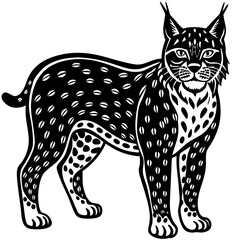  lynx black silhouette vector with white background. Wild animal vector