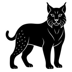  lynx black silhouette vector with white background. Wild animal vector