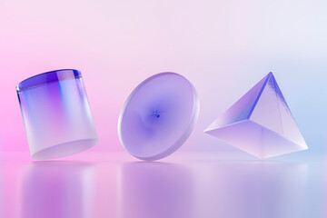 Abstract Floating Transparent Minimal Shapes with Gradient Reflection