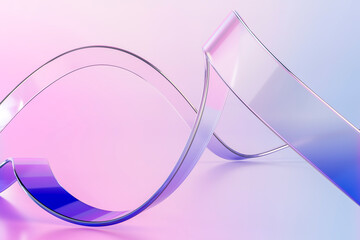 Abstract Curved Transparent Glass Ribbon with Gradient Reflection