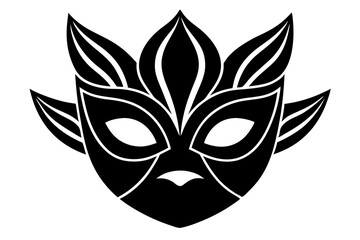 Mask black silhouette vector with white background