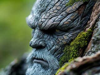 A close up of a statue of a man with a beard and mustache