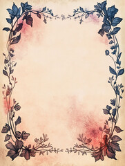 Obraz premium Watercolor floral frame with vintage texture.