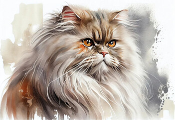 Persian cat.watercolor painting  
