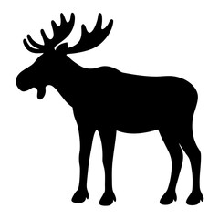 moose head, moose horn black silhouette vector, Simple silhouette Design vector icon with white background. Wild Animal vector illustration.