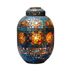 Large Mosaic Floor Lantern Isolated on Transparent Background