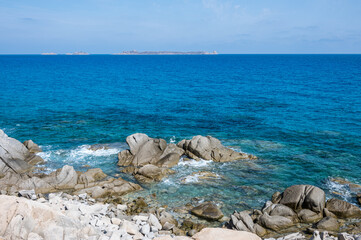 The beautiful sea of ​​Villasimius with the islands in the background