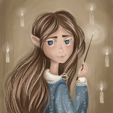 A girl surrounded by candles