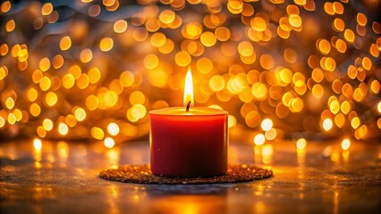 Single Candlelight with Bokeh, Romantic Atmosphere, Warm Glow, Cozy Night, Fashion Photography