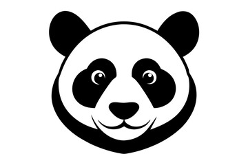 panda head black silhouette vector, Simple silhouette Design vector icon with white background. Wild Animal vector illustration. © Arnob