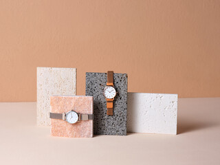 Elegant Watches Displayed on Stylish Stone Background