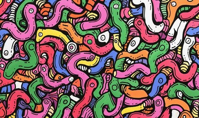 Colorful abstract worm-like pattern background for design, textile, or wallpaper.