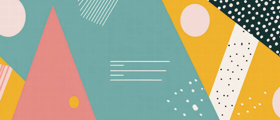 Obraz premium Vibrant retro banner background showcasing colorful geometric shapes and patterns
