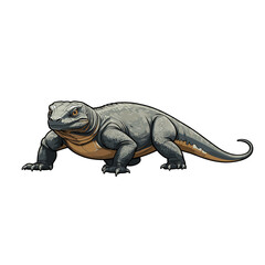 Fototapeta premium Detailed depiction of a Komodo Dragon in a natural setting, showcasing the unique physical features and posture