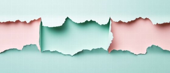 Fototapeta premium Torn paper banner background in soothing pastel colors with a playful design