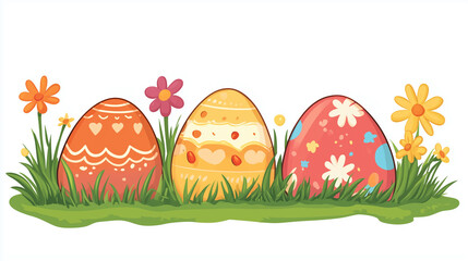 flat illustration, cartoon illustration, Set of easter eggs flat design isolated on white background. Design element for easter greeting card, print, T-shirt, website. Colorfull easter eggs.