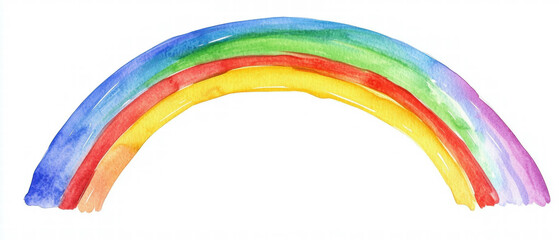 Watercolor artwork featuring a bright and vibrant rainbow arch against a subtle background