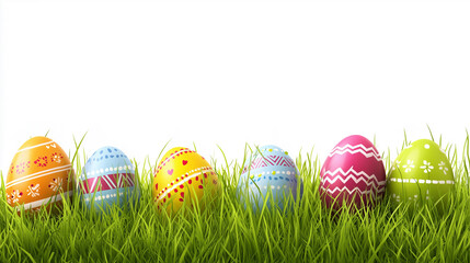 Fototapeta premium flat illustration, cartoon illustration, Set of easter eggs flat design isolated on white background. Design element for easter greeting card, print, T-shirt, website. Colorfull easter eggs.
