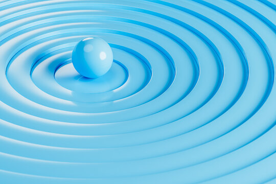 Blue Ball Nested Inside a Minimalist Circles Frames