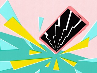 Smartphone broken screen falling Ground