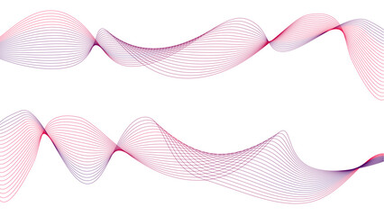 Fototapeta premium Vector curvy abstract line art wavy flowing dynamic tropical purple white background in concept music or sound, wave, wind, information flow 