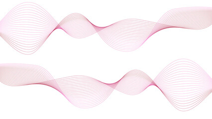 Fototapeta premium Vector curvy abstract line art wavy flowing dynamic tropical purple white background in concept music or sound, wave, wind, information flow 