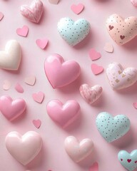 Obraz premium Charming Heart Patterns in Pastel Colors: Perfect Romantic Background for Valentine's Day Decorations