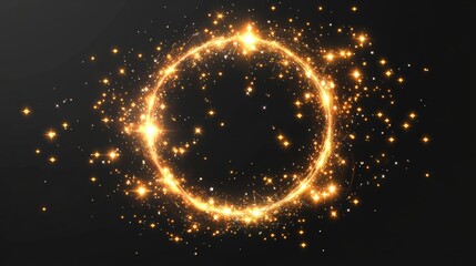 White neon glowing circle. Realistic vector illustration of light lens flare effect of circular shape with bright sparkle and streak. Shiny glare ring with ray and highlight. Luminous round frame.