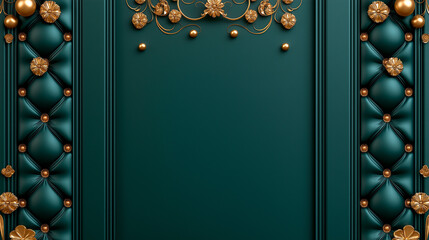 A decorative patterned texture background, intricate golden arabesques on a dark emerald base, luxurious and ornate.
