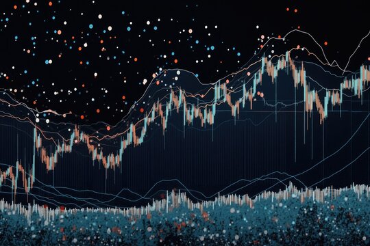A financial chart with a mountain landscape in the background, suitable for use in business or outdoor-themed presentations - Powered by Adobe