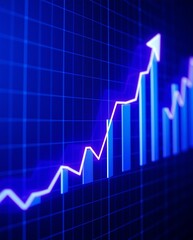 Dynamic Financial Growth Chart with Blue Light Effects