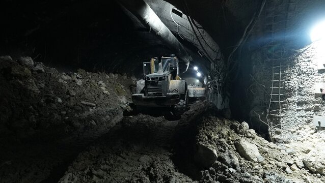 excavators in metro tunnel construction