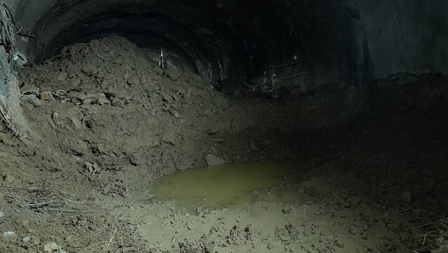water puddle at subway tunnel construction