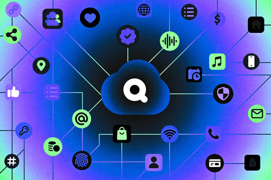 Cloud Network with Digital App Icons