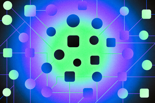 Abstract Network of Circles and Squares