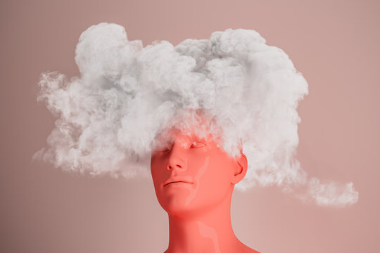 Conceptual representation of concerns with cloud over human head