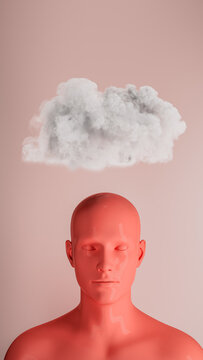 Conceptual representation of concerns with cloud over human head