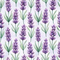 Seamless Watercolor Pattern Illustration of Lavender. Perfect for Wedding Invitations, Aromatherapy Branding, and Romantic Design Projects.