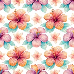 Fototapeta premium Seamless Watercolor Pattern Illustration of Orchids. Perfect for Luxury Branding, Floral Arrangements, and Elegant Design Projects.