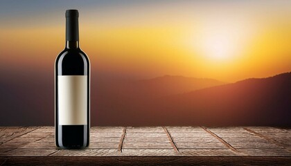 Fototapeta premium wine bottle and sunset