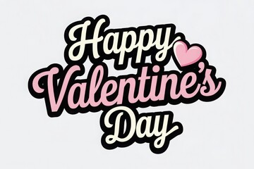 Happy Valentine's Day poster with 3D hearts, roses and ribbons 
