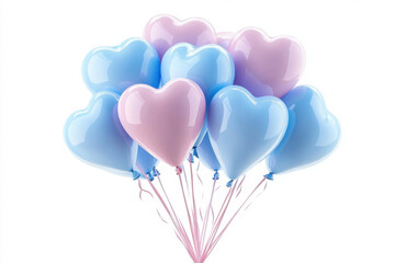 Pink heart shape balloons isolated on transparent background 
