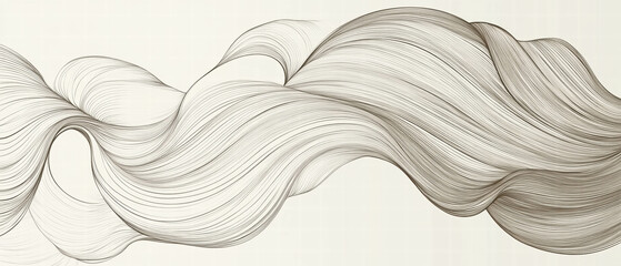 Fototapeta premium Minimalistic line art background featuring flowing forms in monochrome tones