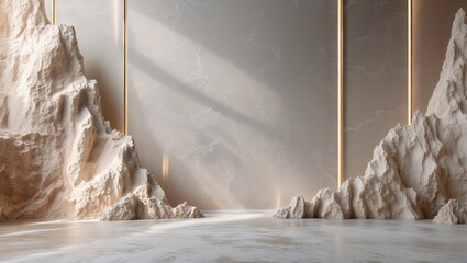 Decorative wall with gold frames