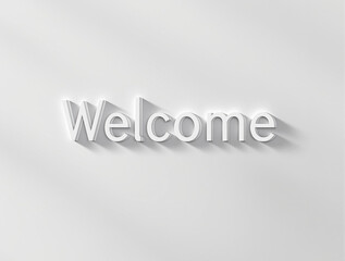 Obraz premium Minimalist White 3D Welcome Sign on Gray Background