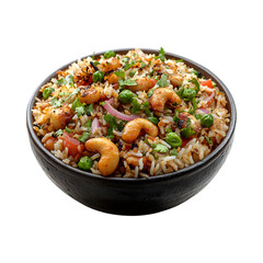 Kashmiri Pulao in a Bowl Isolated on Transparent Background